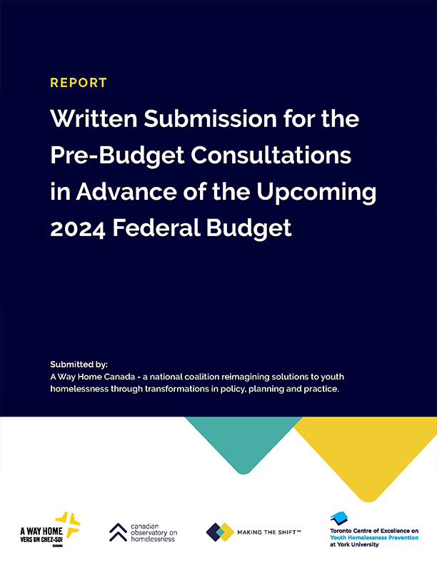 Cover of the report called: written submission for the pre-budget consultations in advance of the upcoming 2024 federal budget